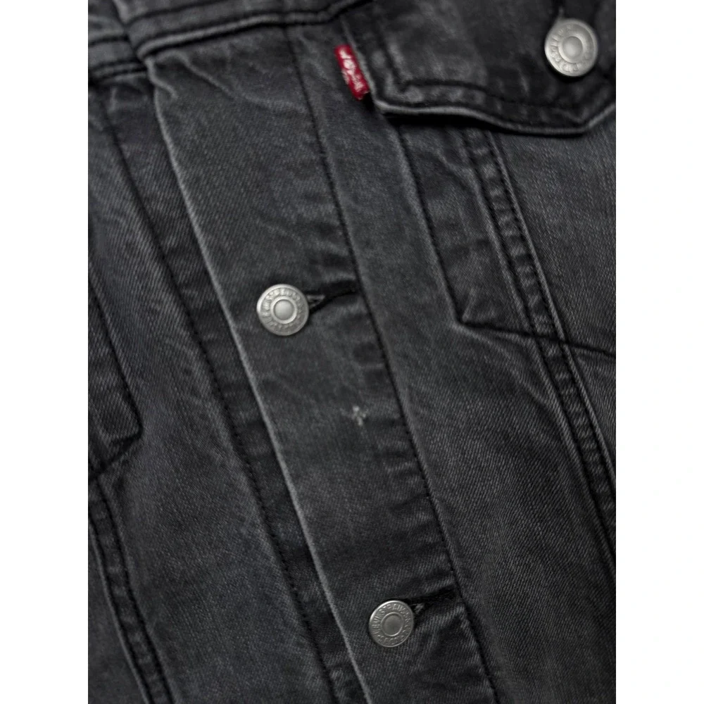 Levi Strauss Black Denim Cotton‎ Trucker Jacket size Large